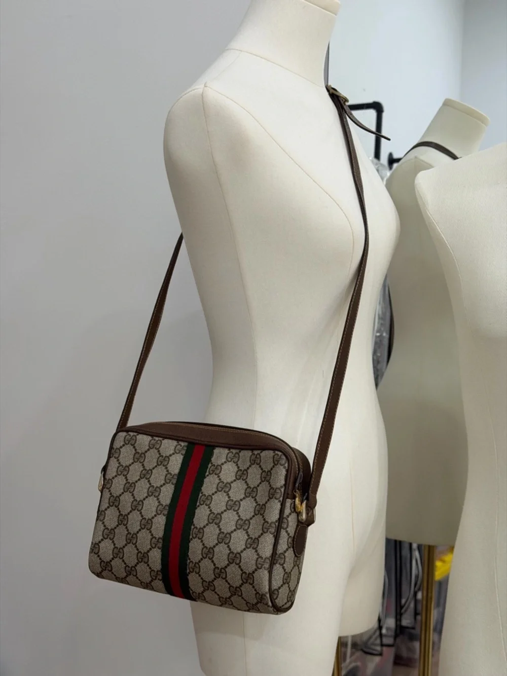 Vintage Gucci 010 378 GG Web Sherry Line Crossbody Bag